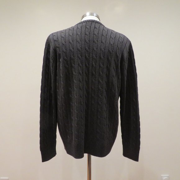 Men XL Gray Sweater Old Navy Pullover Cotton Classic Casual Crew Neck Cable Knit - Picture 9 of 16